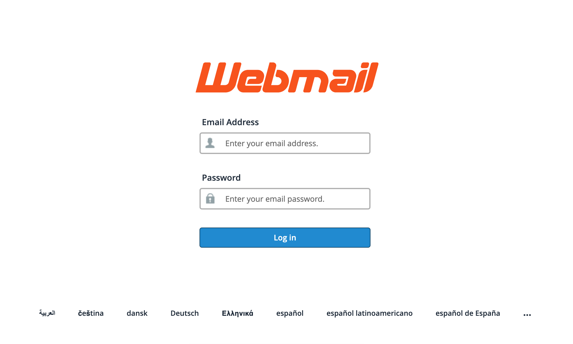 Màn hình đăng nhập webmail cpanel